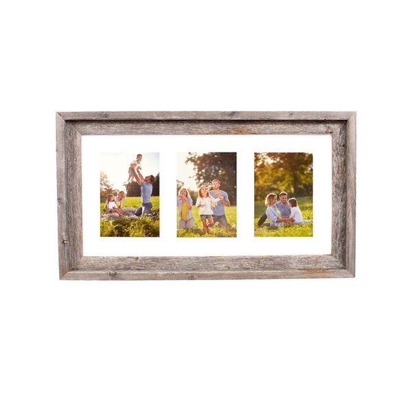 Barnwoodusa Rustic Farmhouse Reclaimed Frame - Fits 3, 5x7 Photos (White) 672713215042